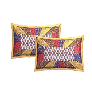 Urban Magic Geometric Cushions & Pillows Cover (Pack of 2, 44 cm*66 cm, Yellow)