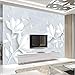 Produktbild Hintergrundbild Benutzerdefinierte Jeder Größe Wandbild Tapete Moderne Einfache Weiße Magnolie Schmetterling Foto Wand Papier Wohnzimmer Schlafzimmer 3D Home Decor Vlies,450X300Cm