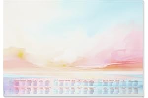 SIGEL H6313 Sous-main en papier, calendriers sur 3 ans et semainier, design magic sunset, A2 (59.5 x 41 cm), bleu clair/rose/jaune ensoleillé/orange, 30 feuilles