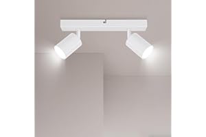 Ketom Lampada Faretti da Soffitto Orientabili, GU10 Faretti LED da Soffitto Bianco, Moderna Plafoniera LED Faretti 2 Luce, Faretto da Parete Interno per Barra, Cameretta, Cucina, Senza Lampadina