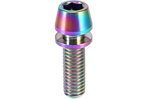 TBEST 6 Pernos de Titanio M5x16 Bicicleta Tornillo de Perno MTB Bicicleta de Carretera Titanio Tornillo de Cabeza cónica con arandela para MTB