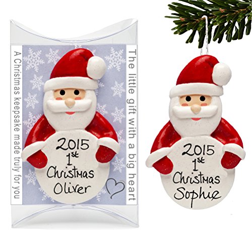 Personalised 1st Christmas Decoration, Baby's first Christmas, RED Santa, Father Xmas Bauble by Truly for You