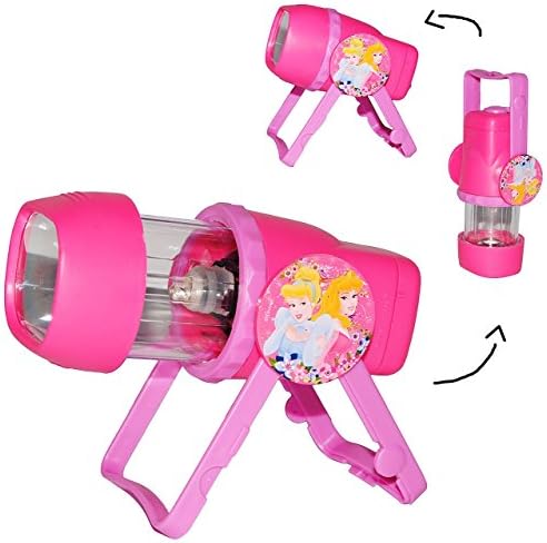 3 in 1: Kombi - Taschenlampe LED - Disney Princess - zum Aufstellen oder als Tragelampe - für Kinder Lampe mit Projektor - Licht Auto Kindertaschenlampe - Mädchen Prinzessin - Dornröschen Aschenputtel / Projektor Campinglampe - Kinderlampe - Tischlampe Stehlampe