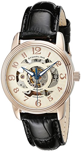STUHRLING STAINLESS STEEL CASE BLACK CALFSKIN UHR 107EL.114531