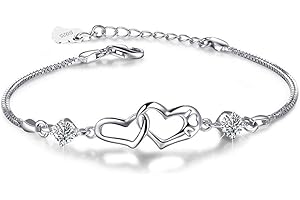 Fu You Damen Armband 925 Sterling Silber Armbänder mit Herz verstellbare Armkette Armband Für Damen