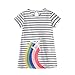 Produktbild Gestreiftes Kleid Kleinkind Kinder, DoraMe Baby Mädchen Regenbogen Kleid Outfit Kleidung Rundhals Sommerkleid Kurze ärmel Lässig Kleid für 1-6 Jahr (Weiß, 18 Monate)