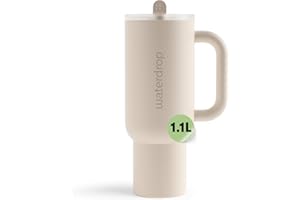 WATERDROP MICRODRINK waterdrop® Borraccia Termica con Cannuccia 1.1 Litro - Freddo per 12 Ore -, Acciaio inox senza BPA, Tazza Termica, Thermos Cup, Bicchiere Cannuccia, bottiglia acqua