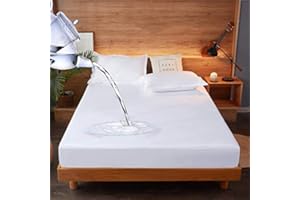 XUANYIJIE Double Waterproof Mattress Protector Fitted Double Size Bed Mattress Cover Soft Noiseless Washable Breathable Fitted Bed Sheet 30 cm Deep (140 x 200 cm)
