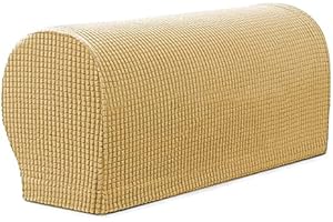 SXSPACE Set of 4 Elastic Armrest Covers Soft Polyester Non-Slip Furniture Protector for Chair, Armchair, Sofa (Beige)