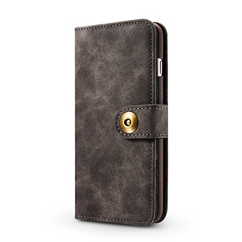 iPhone SE 5 5S H  lle  Dfly  2 in 1   Abnehmbare Wallet Folio   Retro Premium PU Leder aus   u  erem und offenem Haar Echtes Leder von Innerem  Handyh