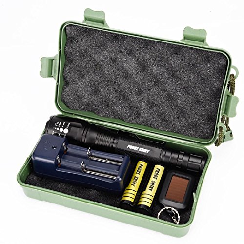 5000 Lumens Tactical LED CREE XM-L T6 Lampe de poche de police X800 Zoom militaire de grade étanche titulaire Torche 5 Modes+batterie 18650(2pcs)+chargeur double+porte-clé+Étui de protection