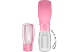 Peteast Dog Water Bottles, Portable Leak Proof Dog Water Bottle Travel, Foldable Pet Water Bottle for Dog Cat Outdoor Walking Hiking (Pink)