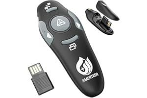 AMERTEER Presentation Clicker for PowerPoint, Wireless Presenter Remote 2.4GHz PowerPoint Clicker for Office, Classroom, and Meetings