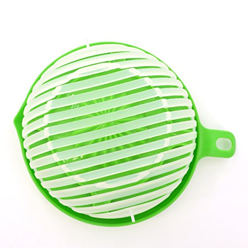 Acacia Person Ensalada Tazón de Corte con exprimidor de limón Exprimidor de cítricos 60 Segundos Ensalada Ensaladera Fácil Fruta Tazón de Fuente de Verduras Ensalada de ensaladas Frescas rápidas