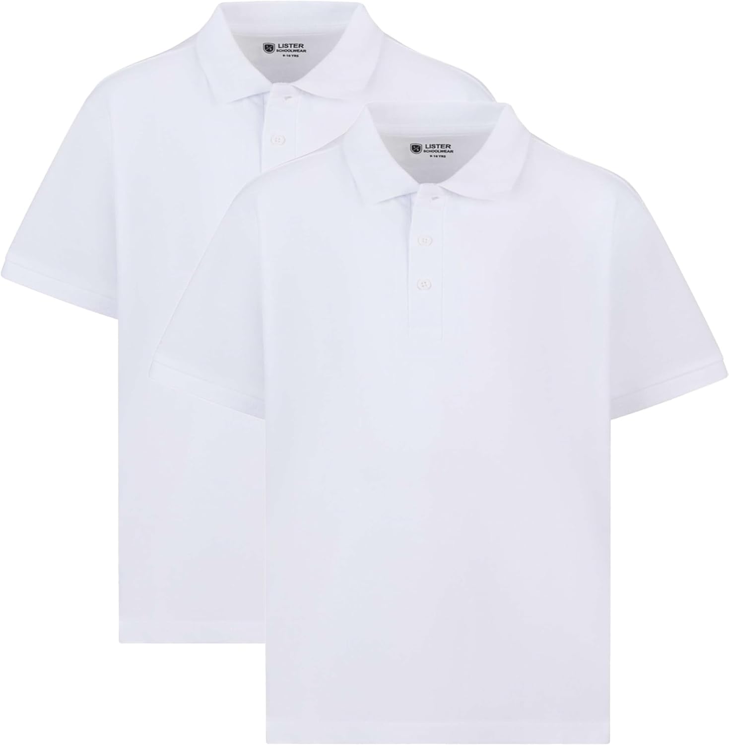 2 Pack Boys Plain 100% Cotton Ages 3-16y Polo Shirts Children School T-Shirt Uniform Summer