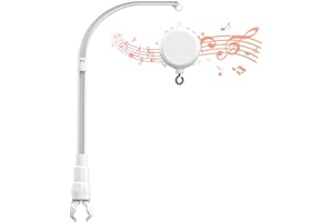 LeapBeast Hanging Mobile, Crib Mount Baby Bed Mobile Holder, Musical Hygienic White ABS, Unisex Babies