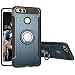 Produktbild Huawei honor 7x hülle,COOLKE Stoßfest Doppelschutz Design Soft TPU+ PC Schale 360 Rotating Ring Grip Stand with Magnetic Car Mount Schutz Tasche Case Cover Schutzhülle für Huawei honor 7x - Dark Blau