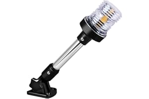 Sebnux White LED Fold Down Boat Stern Light Boat Anchor Light for Pontoon and Fishing Boat (12 Inch)