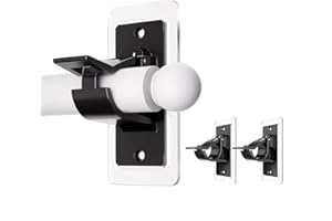 BelleVive Pack of 2 Curtain Rod Brackets No Drilling Self-Adhesive Curtain Rod Holders Made of PET Adjustable Nail-Free Curtain Rod Hooks for Living Room, Black
