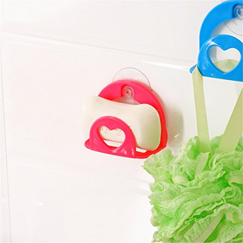 KiaraL Küchen Saugnapf Schwammhalter Küchen Schwammablage Aufbewahrung zur Bürste ,Rose - 2