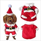 Material: Fleece. Klinkamz Haustier Weihnachten Kostüm Hund Anzug mit Kappe Santa Claus Mantel Hoodie für Kleine Hunde Katzen Lustige Welpen Weihnachten Party Kleidung