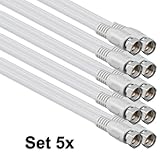 Anschluss A F-Stecker 1 aTTack Koaxial Anschluss Kabel Antennenkabel Sat Kabel Anschlusskabel F-Stecker Koaxialstecker auf Koaxialkupplung doppelt geschirmt/Dreifach geschirmt/4 fach geschirmt/75 dB/85 dB/100 dB/110 dB/120 dB/125 dB SAT weiß F-F 85db (5 Stück) 1,5 Meter