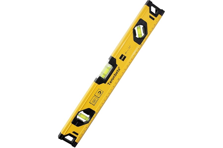 Teronbeta Aluminium Alloy Spirit Level 400 mm/16 Inch Shock Proof Torpedo Level with Magnetic Base and 3 Bubble 45°,90°,180° - Yellow/Black