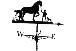 FAKEME FLAMEER 29.5 in. Metal Weather Vane Ornament Wind Vane Weather Vain for Roof Weather Vanes for Roofs Weathervane - Horse