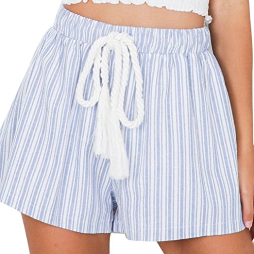 Preisvergleich Produktbild Frauen Sommer Shorts YunYoud_Striped Bohemian Pants (XL, Blau)