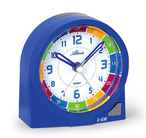 Atlanta Kinderwecker Jungen Blau Lernuhr Analog Licht Snooze Ohne Ticken - 1937-5