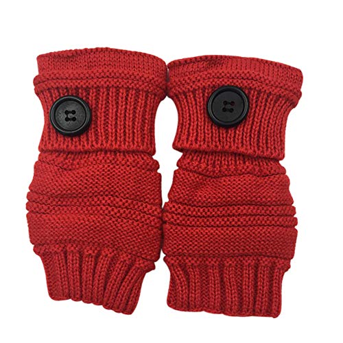 Qinlee Halb Handschuhe Gestrickte Winter W/ärmer Handschuhe mit Knopf Damen Fingerlose Armstulpen Einfarbig F/äustlinge Winter Zubeh/ör f/ür M/ädchen