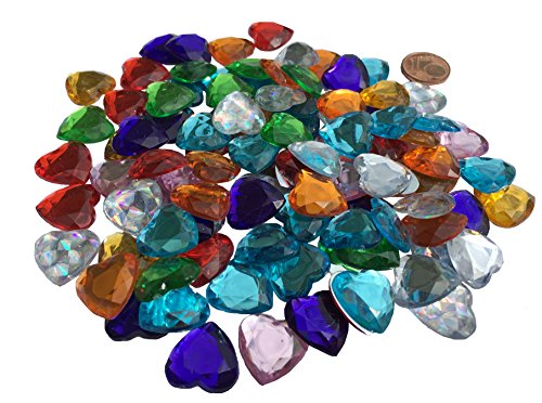 100 Stück glitzernde Strasssteine selbstklebend Deko Herzen 16mm bunt basteln Gltzersteine Schmucksteine Strass Steine zum Verzieren Dekoration Liebe von CRYSTAL KING