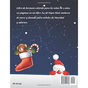 Navidad Libro de colorear para ninos: Libro de hermoso colorido para los niños de 3 años. 101 páginas en un libro A4 de Papá Noel, muñecos de nie