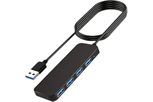 pjp electronics USB Hub 3.0, 4 Ports USB Splitter For Laptop/PC/Macbook, USB Extender with 5Gbps Data Transfer, Ultra Slim Portable USB Hub with 3.3FT/1M with Long Cable (100CM CABLE)
