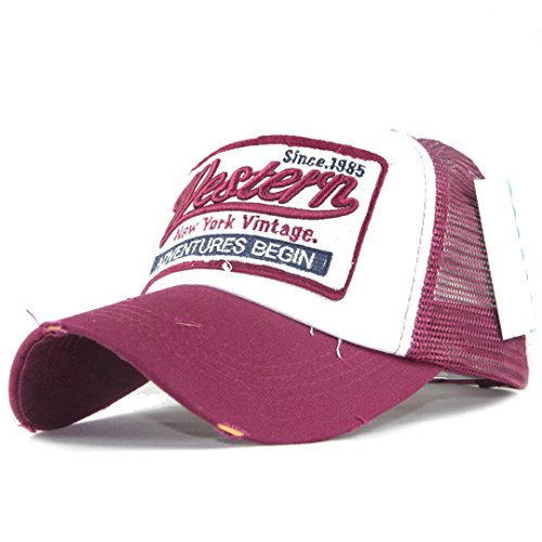 Gorra de beisbol ??Amlaiworld Gorra de verano bordada de malla sombreros para hombres mujeres Sombreros casuales Gorras de béisbol de Hip Hop (Rosa caliente)