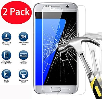 FoneExpert® 2 Pack - Samsung Galaxy S7 Verre Trempé, FoneExpert® Vitre Protection Film de protecteur d'écran Glass Film Tempered Glass Screen Protector Pour Samsung Galaxy S7