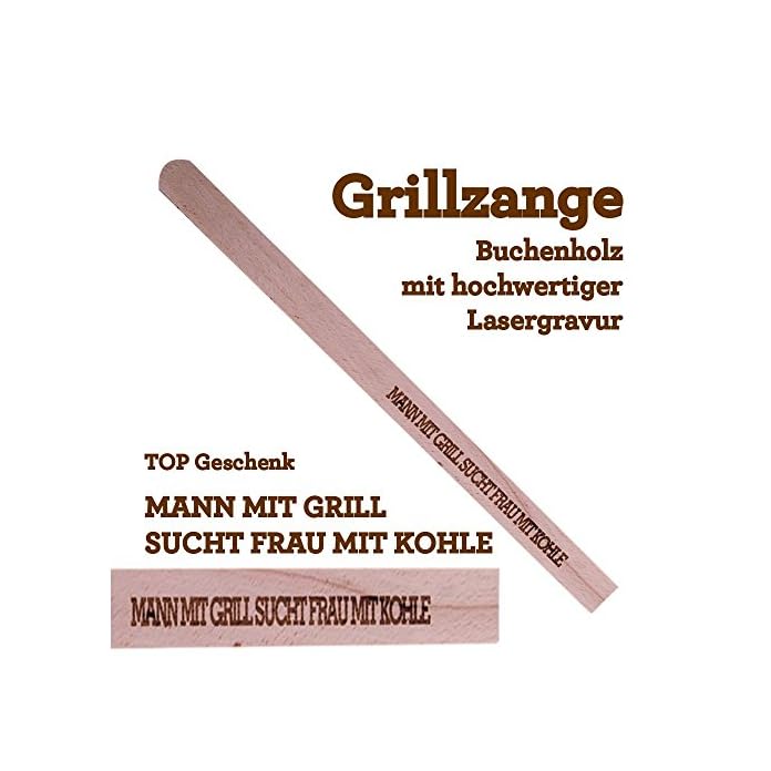 Grillzange Aus Holz Mit Hochwertiger Gravur Mann Mit Grill Sucht Frau Mit Kohle