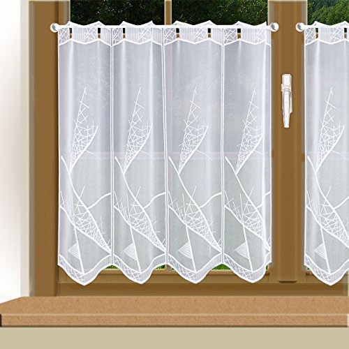 Moderne Stickerei-Scheibengardine Mara in weiß Echte Plauener Spitze in edel-klassischem Design