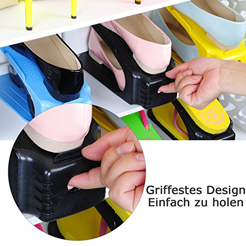 Schuhstapler Set Schuhstaplerset 6er Schuhstapler Schuhhalter Schuhorganizer Set Schuhregal Schwarz Kunststoff Platzsparend - 4
