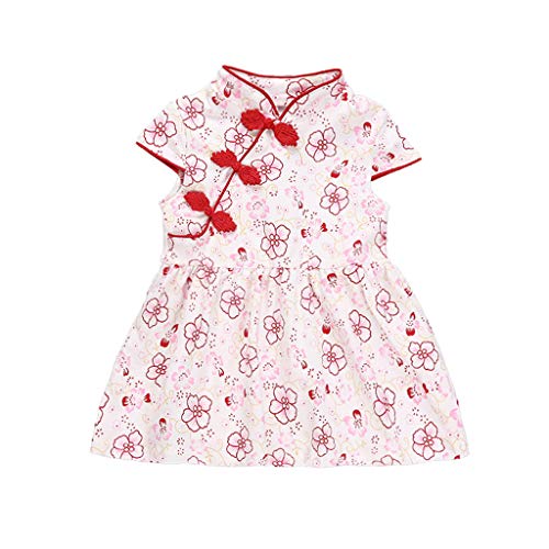 Preisvergleich Produktbild goodjinHH Kleid, für Kleinkinder, Mädchen, Mädchen, Blumen, Cheongsam, kurzärmelig, Blumen-Party, Prinzessinnenkleid