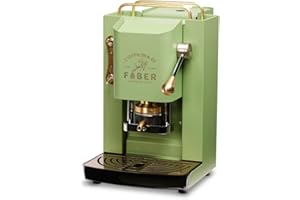 FABER COFFEE MACHINES | Modello Pro Deluxe | Macchina caffe a cialde ese 44mm | Rifiniture ottonato | Pressacialda in ottone regolabile | elettrovalvola di serie (ACID GREEN)