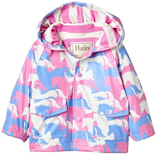 Hatley Baby-Girls Infant Puzzle Piece Horses Raincoat, Pink, 9-12 Months (Manufacturer Size:6-12 Months)