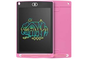 MIKVAR LCD Drawing Tablet for Kids or Adults, 8.5 inch Multi-Colour Writing & Drawing Pad/Drawing Board Educational Toy, Doodle Scribbler with Pen (Pink)