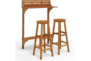vidaXL Ensemble de Bar de Balcon 3 pcs Mobilier de Patio Table et Tabourets de Bistrot Meubles de Terrasse Extérieur Jardin Bois d'Acacia Massif