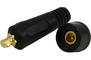 RIVERWELD Cavo di saldatura TIG set di prese di collegamento al pannello DKJ10-25 e DKZ10-25 montaggio rapido in stile Euro 2 pezzi
