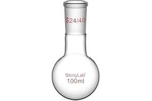 StonyLab Glass 100ml Heavy Wall Single Neck Round Bottom Flask RBF, with 24/40 Standard Taper Outer Joint – 100ml