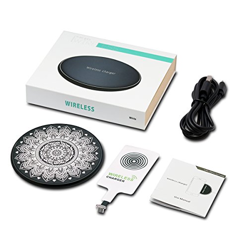 ZXK CO Totem Bildserie Drahtlose Qi Ladegerät Ultra Dünn Qi Wireless Charger Induktive Ladestation für Samsung Galaxy S6, S6 Edge, Note 5, Nexus 7 2nd Gen, Nexus 4/5/6, LG Optimus Vu2/G2/G3, Nokia Lumia 920/1020/928, Nexus 5 und Andere Qi-fähige Handys und Tablets- Inbegriffen Universal Qi Receiver - 9