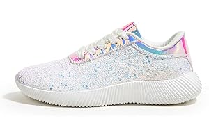 LUCK STEP Women's Glitter Shoes Sparkly Lightweight Metallic Sequins Tennis Shoes