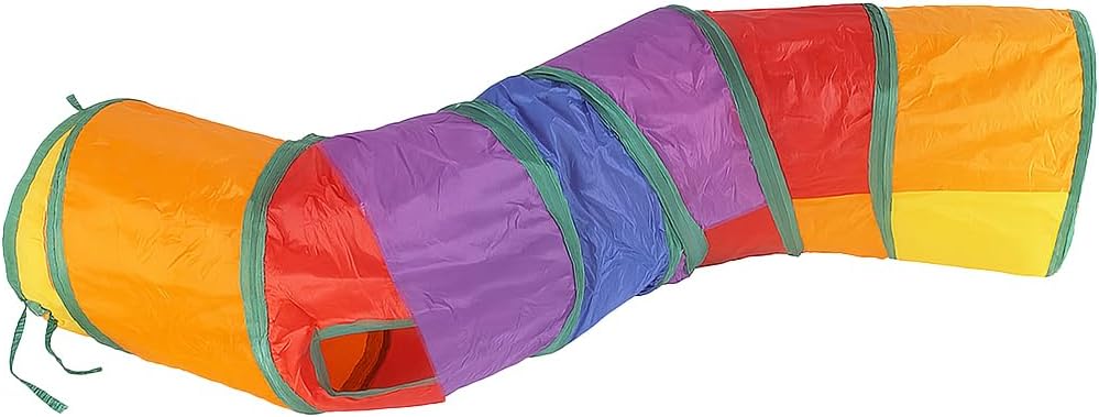 MADPET Renkli Kedi ve Köpek Oyun Tüneli – Katlanabilir Kıvrımlı Model – Uzun ve Esnek Yapı – Naylon Kumaş – Eğlenceli Evcil Hayvan Oyuncağı – 130x30x30 cm