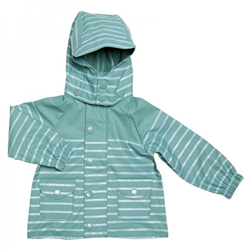 Mini A Ture Baby Julien Unisex Raincoat - Green Stripe, 18 months